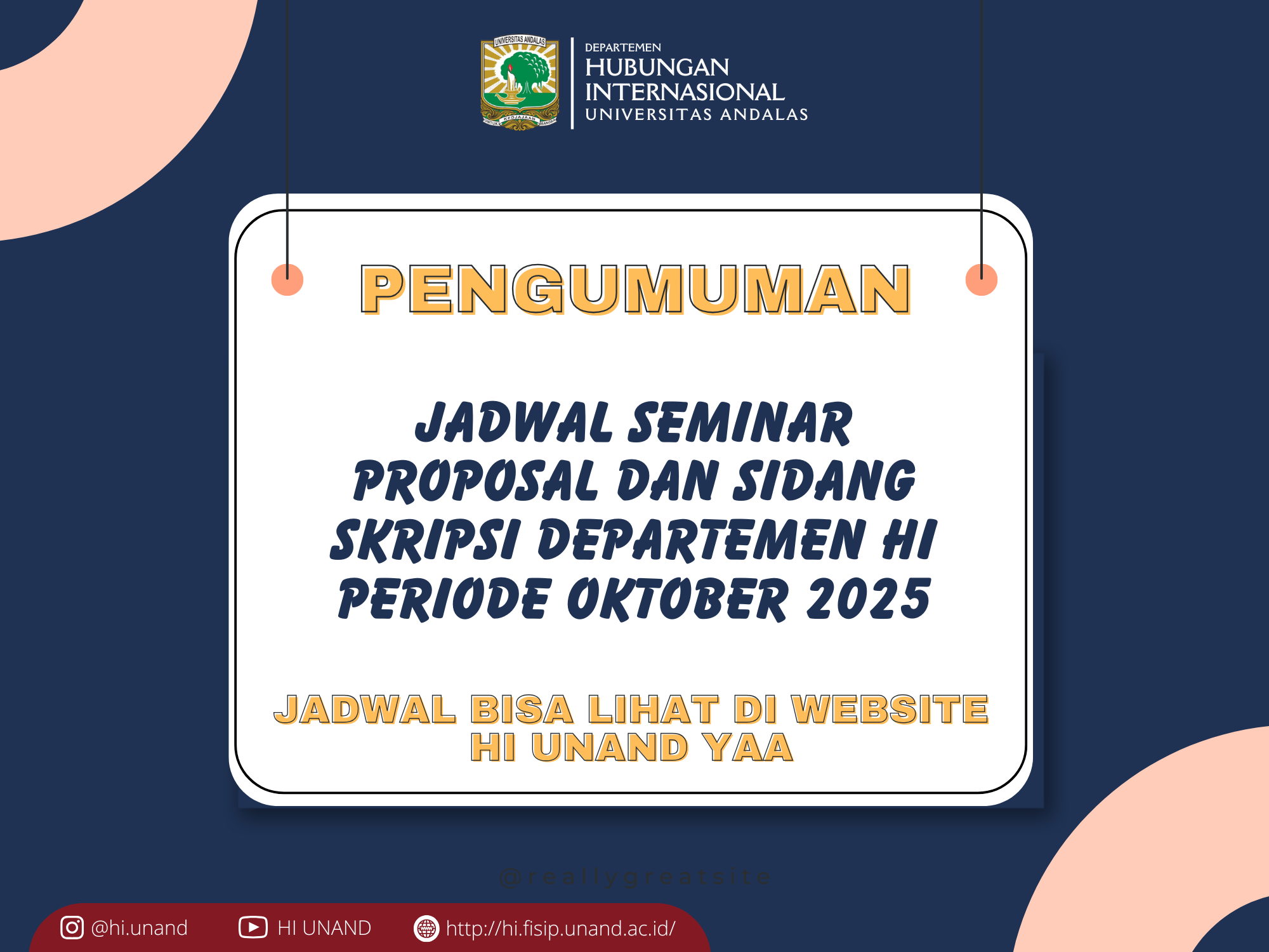 Jadwal Seminar Proposal dan Sidang Skripsi Departemen HI Periode Oktober 2025 Resmi Diumumkan!