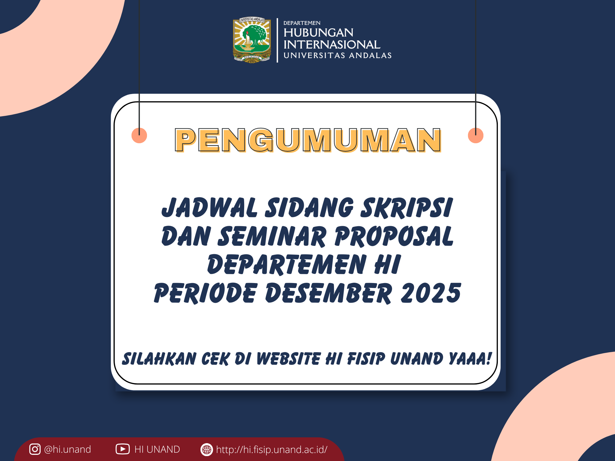 Departemen Hubungan Internasional Gelar Seminar Proposal dan Sidang Skripsi Kedua Periode Desember 2025